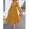 image:imageZESICA Womens Long Sleeve Swiss Dot Maxi Wedding Guest DressesMustard
