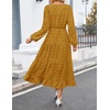 image:imageZESICA Womens Long Sleeve Swiss Dot Maxi Wedding Guest DressesMustard
