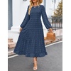 image:imageZESICA Womens Long Sleeve Swiss Dot Maxi Wedding Guest DressesNavy