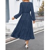 image:imageZESICA Womens Long Sleeve Swiss Dot Maxi Wedding Guest DressesNavy