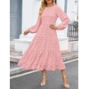 image:imageZESICA Womens Long Sleeve Swiss Dot Maxi Wedding Guest DressesPink