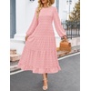 image:imageZESICA Womens Long Sleeve Swiss Dot Maxi Wedding Guest DressesPink