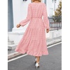 image:imageZESICA Womens Long Sleeve Swiss Dot Maxi Wedding Guest DressesPink