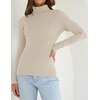 image:imageZESICA Womens Long Sleeve Turtleneck Tops 2026 Fall Basic SweatersApricot