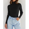 image:imageZESICA Womens Long Sleeve Turtleneck Tops 2026 Fall Basic SweatersBlack