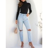 image:imageZESICA Womens Long Sleeve Turtleneck Tops 2026 Fall Basic SweatersBlack