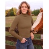 image:imageZESICA Womens Long Sleeve Turtleneck Tops 2026 Fall Basic SweatersBrown