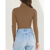 image:imageZESICA Womens Long Sleeve Turtleneck Tops 2026 Fall Basic SweatersBrown