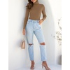 image:imageZESICA Womens Long Sleeve Turtleneck Tops 2026 Fall Basic SweatersBrown