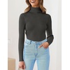 image:imageZESICA Womens Long Sleeve Turtleneck Tops 2026 Fall Basic SweatersCharcoal