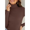 image:imageZESICA Womens Long Sleeve Turtleneck Tops 2026 Fall Basic SweatersCoffee