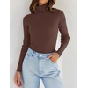image:imageZESICA Womens Long Sleeve Turtleneck Tops 2026 Fall Basic SweatersCoffee