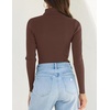 image:imageZESICA Womens Long Sleeve Turtleneck Tops 2026 Fall Basic SweatersCoffee