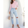 image:imageZESICA Womens Long Sleeve Turtleneck Tops 2026 Fall Basic SweatersPink