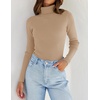 image:imageZESICA Womens Long Sleeve Turtleneck Tops 2026 Fall Basic SweatersToffee