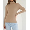 image:imageZESICA Womens Long Sleeve Turtleneck Tops 2026 Fall Basic SweatersToffee
