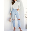 image:imageZESICA Womens Long Sleeve Turtleneck Tops 2026 Fall Basic SweatersWhite