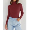 image:imageZESICA Womens Long Sleeve Turtleneck Tops 2026 Fall Basic SweatersWine