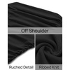 image:imageZESICA Womens Off Shoulder Ruched Tops Long Sleeve ShirtsBlack