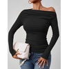 image:imageZESICA Womens Off Shoulder Ruched Tops Long Sleeve ShirtsBlack