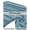 image:imageZESICA Womens Off Shoulder Ruched Tops Long Sleeve ShirtsBlue