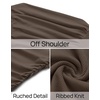 image:imageZESICA Womens Off Shoulder Ruched Tops Long Sleeve ShirtsCoffee