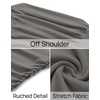 image:imageZESICA Womens Off Shoulder Ruched Tops Long Sleeve ShirtsGrey