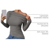 image:imageZESICA Womens Off Shoulder Ruched Tops Long Sleeve ShirtsGrey