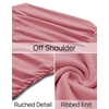 image:imageZESICA Womens Off Shoulder Ruched Tops Long Sleeve ShirtsPink