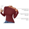 image:imageZESICA Womens Off Shoulder Ruched Tops Long Sleeve ShirtsRed