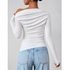 image:imageZESICA Womens Off Shoulder Ruched Tops Long Sleeve ShirtsWhite