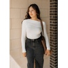 image:imageZESICA Womens Off Shoulder Ruched Tops Long Sleeve ShirtsWhite