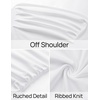 image:imageZESICA Womens Off Shoulder Ruched Tops Long Sleeve ShirtsWhite