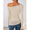 image:imageZESICA Womens Off the Shoulder Long Sleeve Going Out TopsApricot