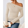 image:imageZESICA Womens Off the Shoulder Long Sleeve Going Out TopsApricot