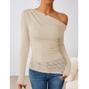 image:imageZESICA Womens Off the Shoulder Long Sleeve Going Out TopsApricot