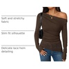 image:imageZESICA Womens Off the Shoulder Long Sleeve Going Out TopsCoffee