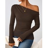 image:imageZESICA Womens Off the Shoulder Long Sleeve Going Out TopsCoffee