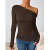 image:imageZESICA Womens Off the Shoulder Long Sleeve Going Out TopsCoffee