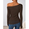 image:imageZESICA Womens Off the Shoulder Long Sleeve Going Out TopsCoffee
