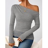image:imageZESICA Womens Off the Shoulder Long Sleeve Going Out TopsGrey