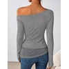 image:imageZESICA Womens Off the Shoulder Long Sleeve Going Out TopsGrey