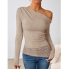image:imageZESICA Womens Off the Shoulder Long Sleeve Going Out TopsLight Khaki