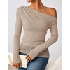 image:imageZESICA Womens Off the Shoulder Long Sleeve Going Out TopsLight Khaki