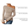 image:imageZESICA Womens Off the Shoulder Long Sleeve Going Out TopsLight Khaki