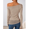 image:imageZESICA Womens Off the Shoulder Long Sleeve Going Out TopsLight Khaki