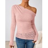 image:imageZESICA Womens Off the Shoulder Long Sleeve Going Out TopsPink