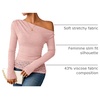 image:imageZESICA Womens Off the Shoulder Long Sleeve Going Out TopsPink
