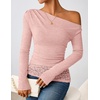 image:imageZESICA Womens Off the Shoulder Long Sleeve Going Out TopsPink