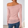 image:imageZESICA Womens Off the Shoulder Long Sleeve Going Out TopsPink